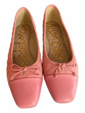 Sam Edelman Marilyn Quilted Cap Toe Ballet Flats Pink Suede Size 11 NIB